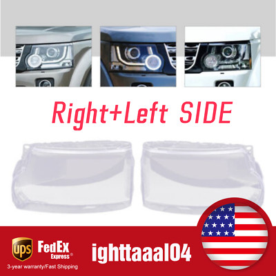 For 2014 2015 2016 Land Rover Discovery 4 LR4 Pair Headlight Headlamp Lens Cover