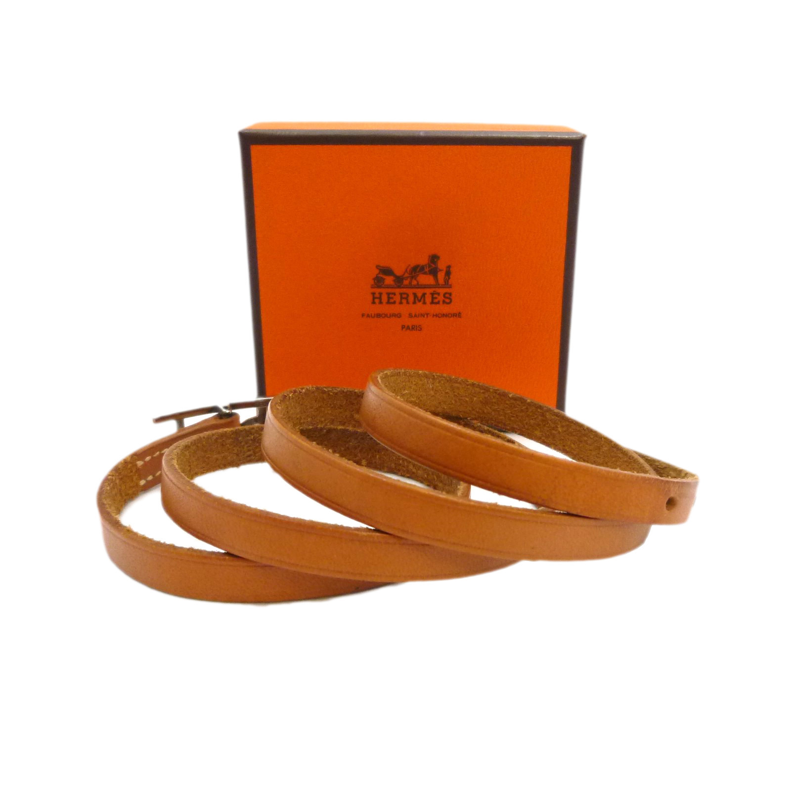 Authentic HERMES Api 3 Bracelet Brown Leather F in Square Authentic HERMES Api 3 Bracelet Brown Leather F in Square