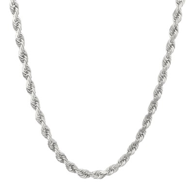 NURAGOLD 10K WHITE GOLD MENS 5MM ITALIAN DIAMOND CUT ROPE CHAIN LINK PENDANT NECKLACE 28"