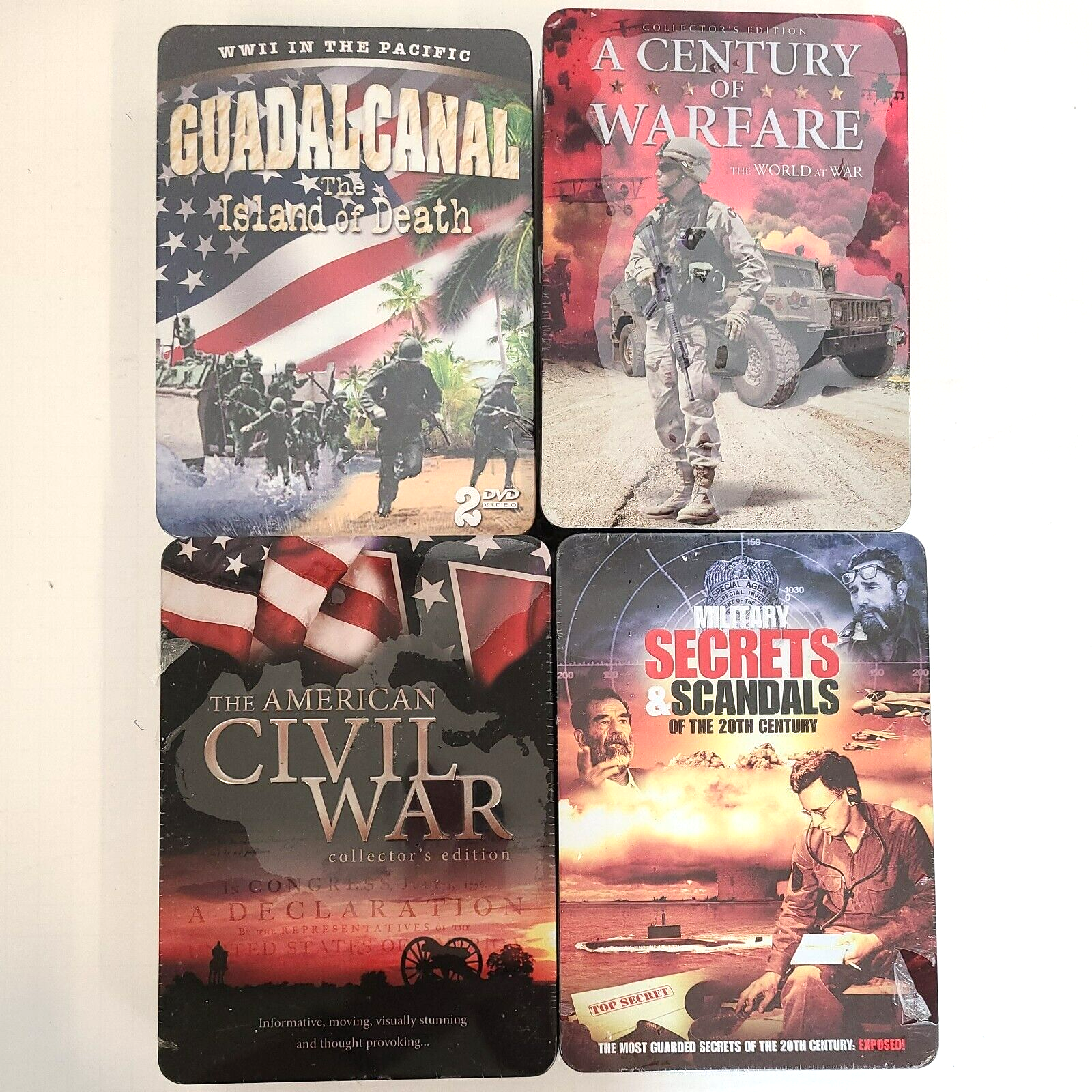 Lot (4) Military History DVDs w/Tins WWII, Civil War