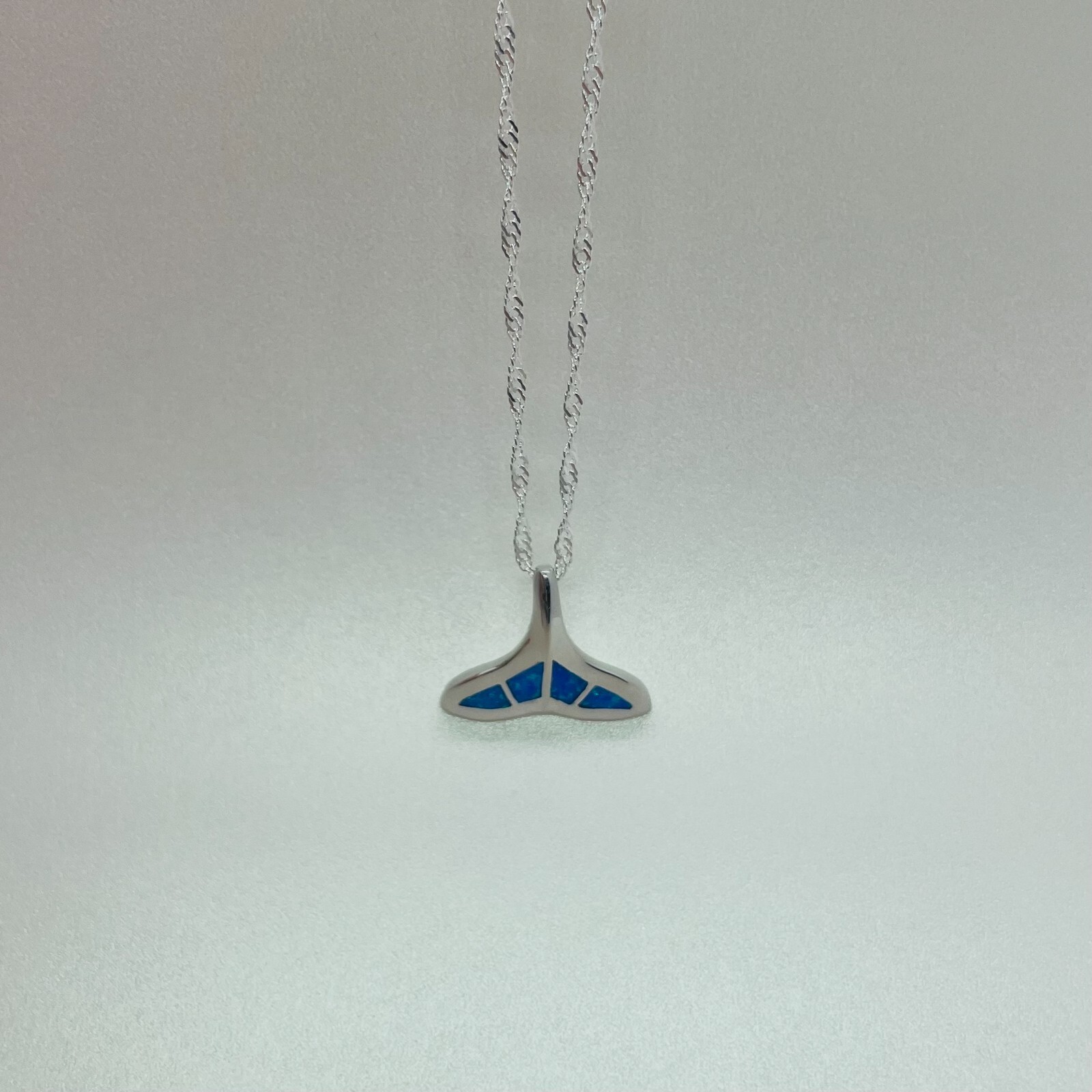 Sterling Silver Synthetic Opal Whale Tail Pendant | eBay