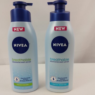 (2) Nivea Breathable Nourishing Body Lotion 1 FRESH FUSION 1 Lightly Scented 