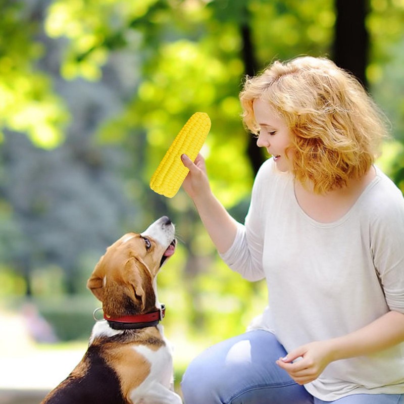 Corn Dog Chew Toy Squeaky Puppy Teeth Cleaning Dental Toy For Aggressive Chewer