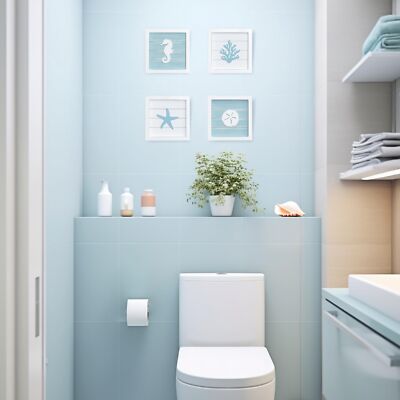 Tideandtales Ocean Beach Themed Room Decor framed Set Of 4 Coastal 3d Wall Art