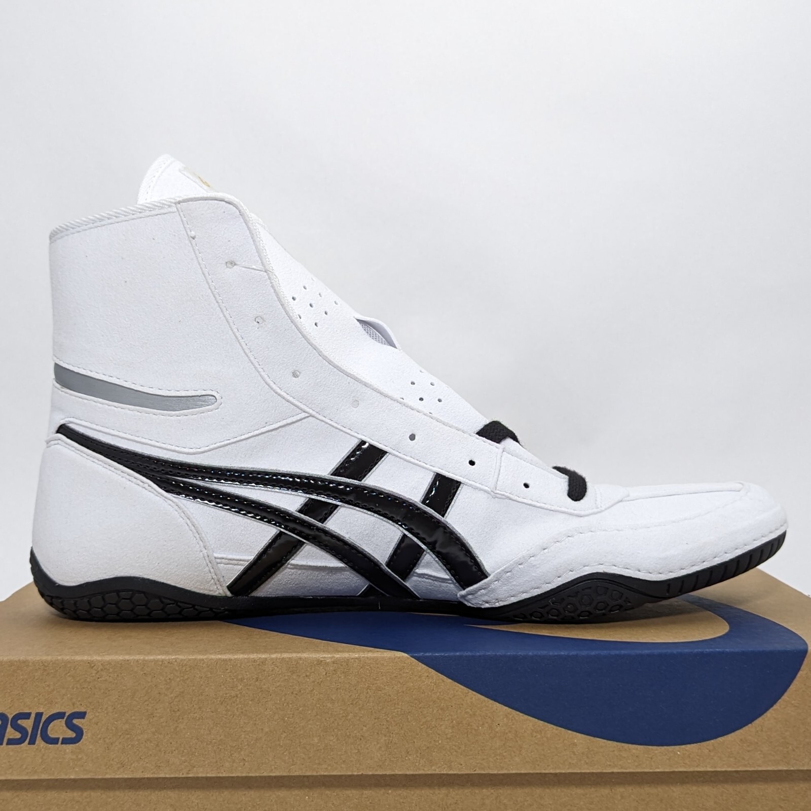 Pre-owned Asics Wrestling Shoes 1083a001 White/black(silver) Ex-eo(twr900) Successor Aw:sv In White,black(silver)