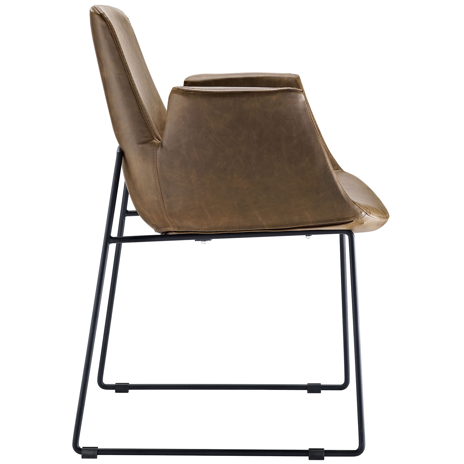Modern Farmhouse Faux Leather Dining Armchair With Metal ...