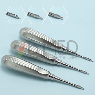OR Grade Luxating Periotome Root Elevators Set 3mm 4mm 5mm Tapered Tips Dental
