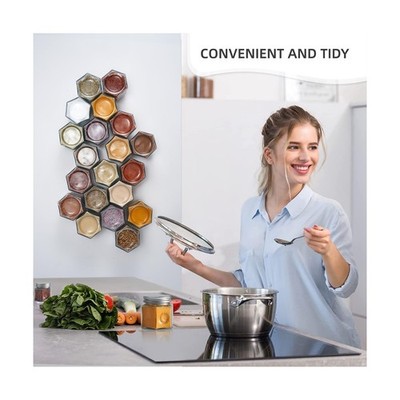 Homazing Set of 20 Large 4oz Magnetic Spice Jars for Refrigerator, Hexagon Glass Magnetic Spice Jars with Shaker Lids and Labels for Kitchen RV Travel Trailer, Magnetic Spice Containers for Fridge Additional Image