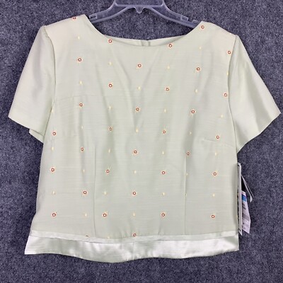 Betsy s Things Vintage Blouse Women 16 Petite Button Back Short Sleeve