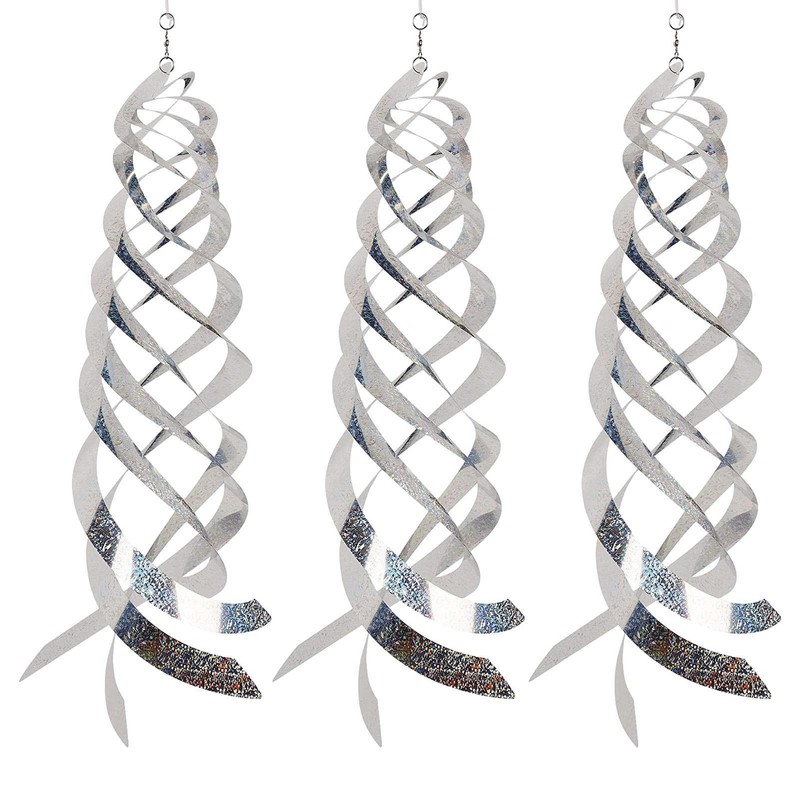 1/3PCS Bird Repellent Spiral Reflectors Hanging Reflective Birds Deflectors