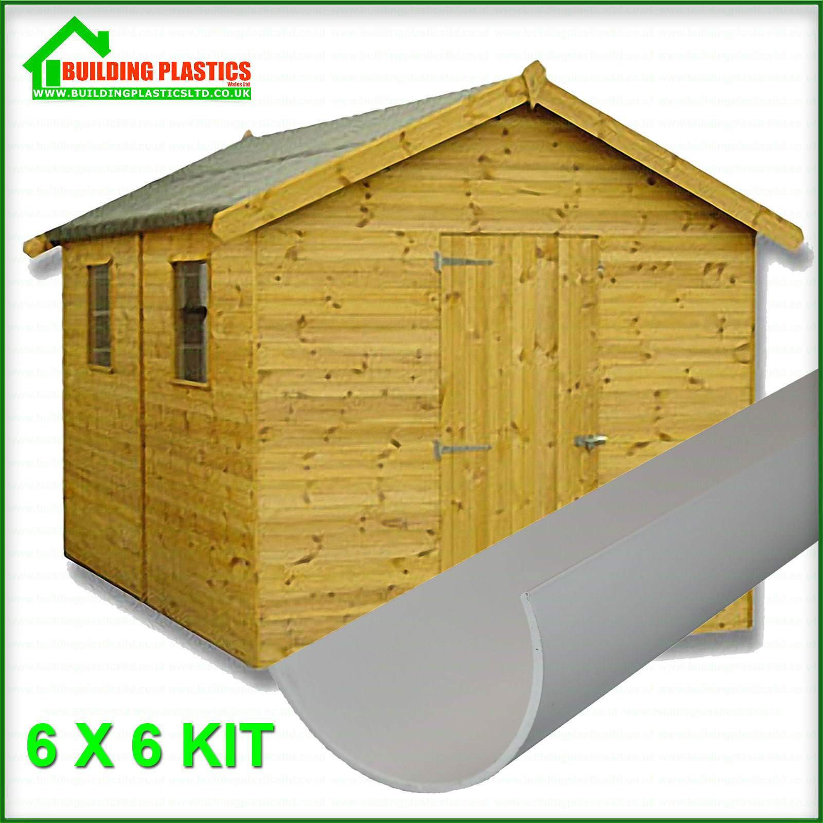 GARDEN SHED MINI GUTTERING KIT FOR 6X6 SHED WITH APEX ROOF 