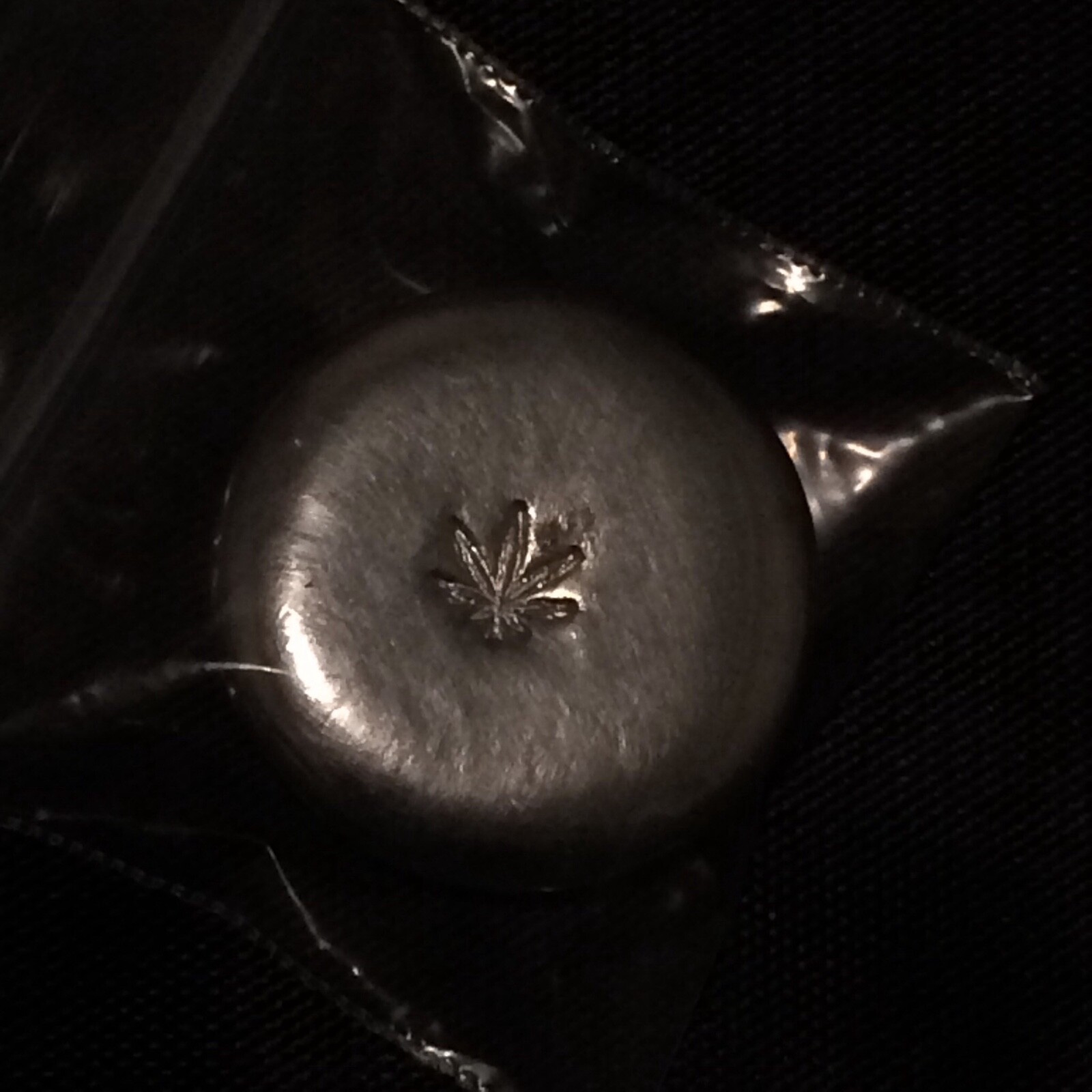 1 Troy Ounce .999 Fine Tin Buillion BUTTON/ ROUND HEMP LEAF DESIGN