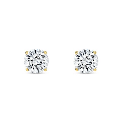 Pre-owned Shine Brite With A Diamond 3.5 Ct Round Cut Earrings Studs Solid Real 18k Yellow Gold Push Back Basket In White/colorless