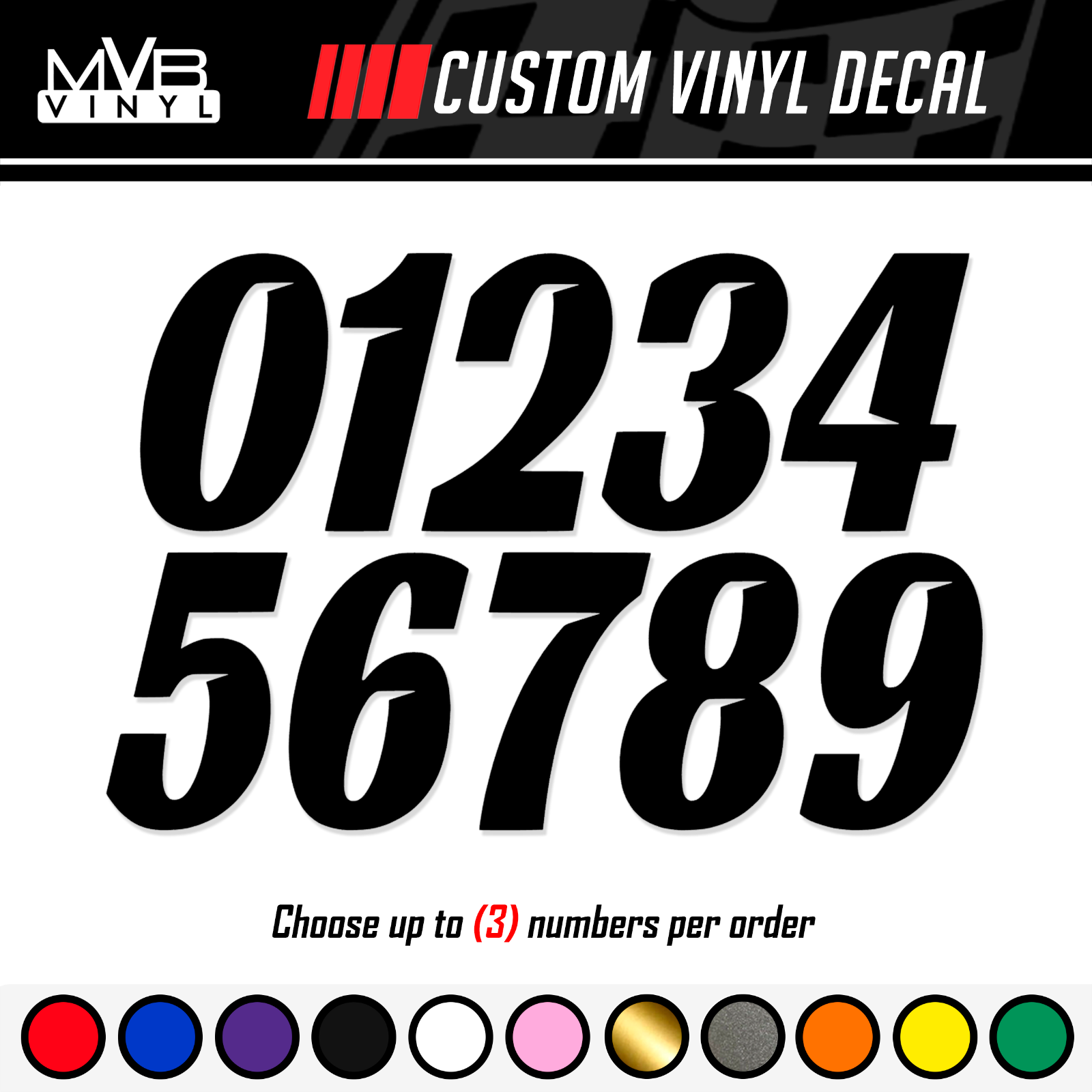 Racing Numbers Vinyl Decal Sticker | Dirt Bike Plate Number BMX Competition 0834