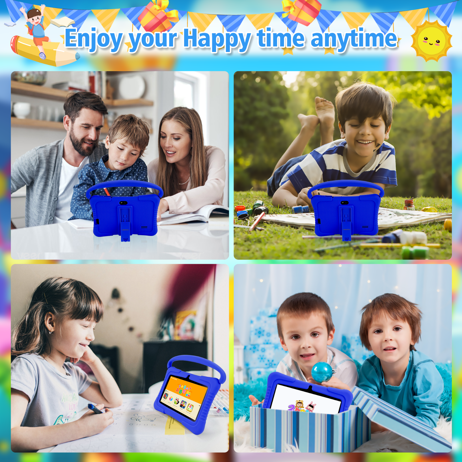 Veidoo Kids Tablet, 7 inch Android Tablet PC, 2GB RAM 32GB ROM, Learning Tablet