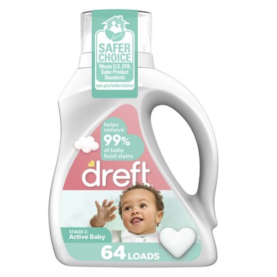 Dreft Stage 2: Active Baby Liquid Laundry Detergent, 64 Loads 92 fl oz