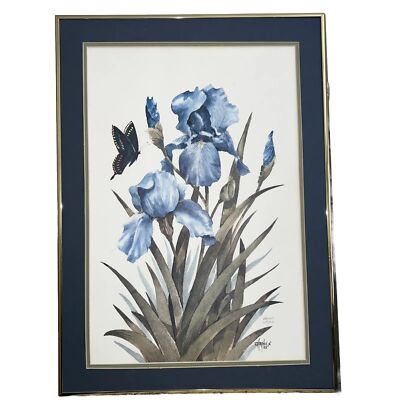 Haynes 1983 Foral Print Butterfly & Blue Iris #655/950  Signed & Numbered