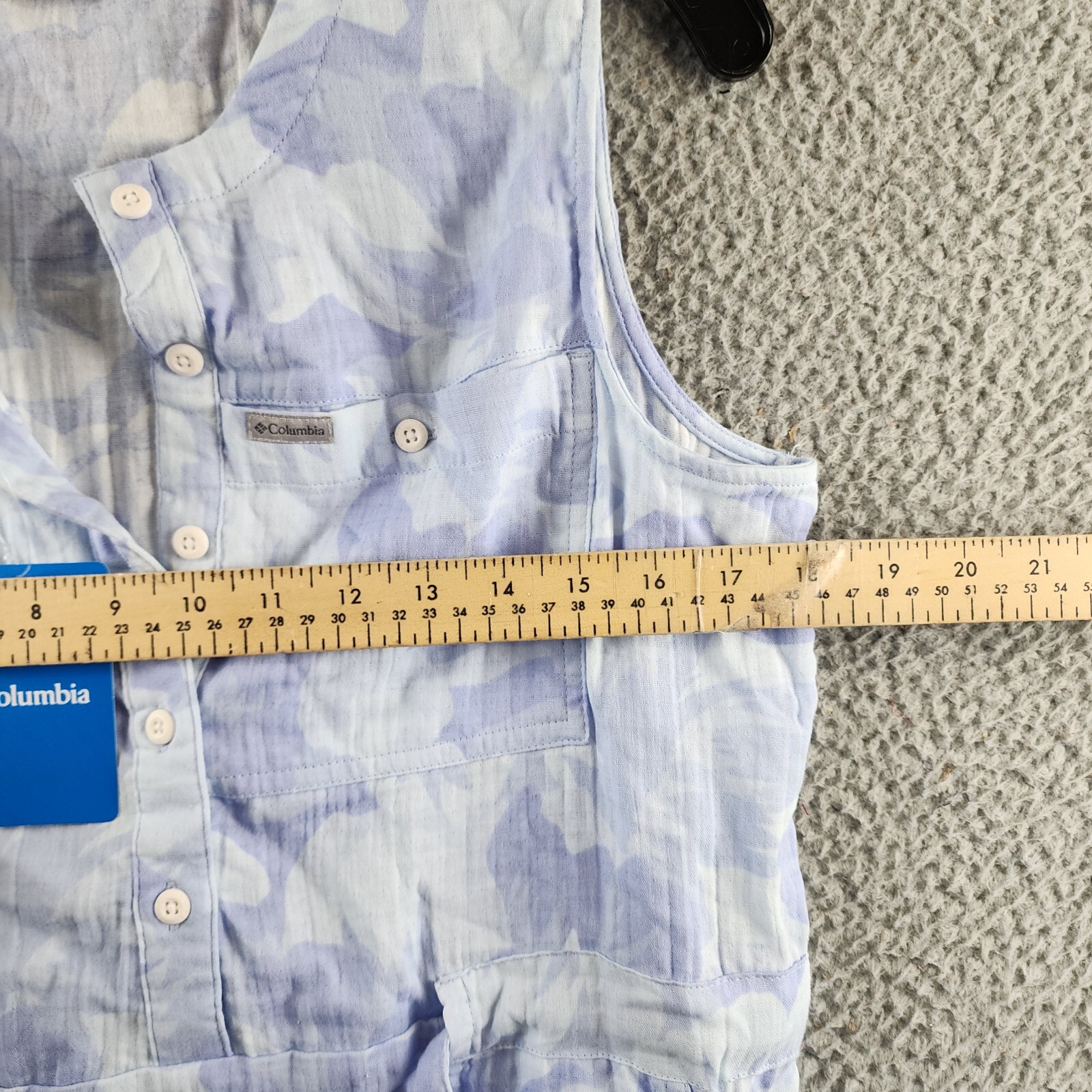 Columbia Holly Hideaway Breezy Dress Women's S Whisper Peonies Button Closure - Picture 9 of 14