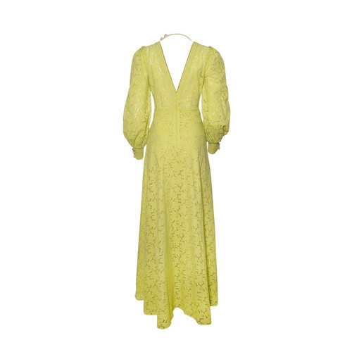 Pre-owned Adiba Designer Verna Lime Green Eyelet Long/maxi Dress Size M