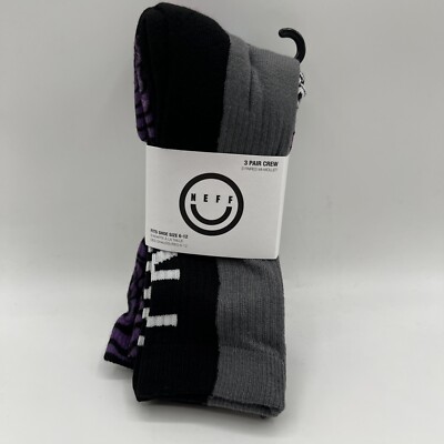 Neff Crew Socks 3 Pair Men 6-12 Multicolor