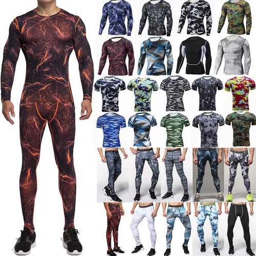 Herren Fitness Kompression Baselayer Funktionsshirt Strumpfhosen Sports Top Hose