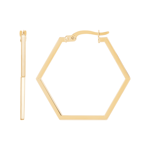Pre-owned Welry 30mm Hexagon Hoop Earring In 14k Yellow Gold