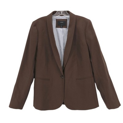 J CREW Parke Blazer Wool Flannel Brown Style J5627 EUC Size 10