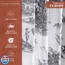 Maison d' Hermine Curtains for Living Room 100% Cotton 84 inch Length One Panel Light Filtering Toile Curtain with Rod and Loop Pockets Drapes (Calais Paloma Grey (White Background), 50