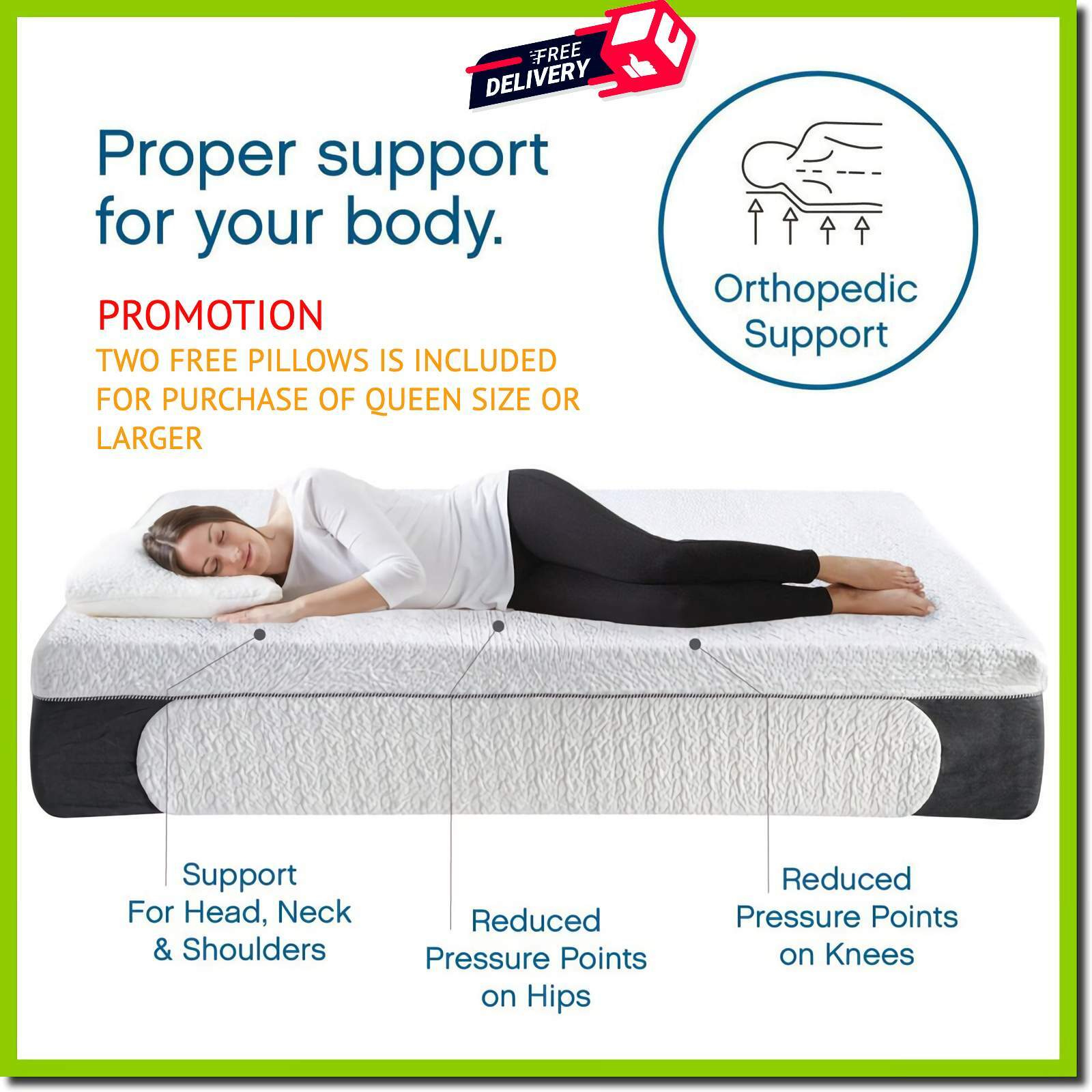 14-Inch Medium Plush Cool Gel Memory Foam Bed Mattress With Bonus Pillow