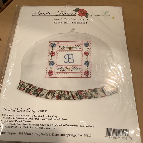 Initial Tea Cozy Kit - Cross Stitch - Sandi Phipps - Complete W/ Charms