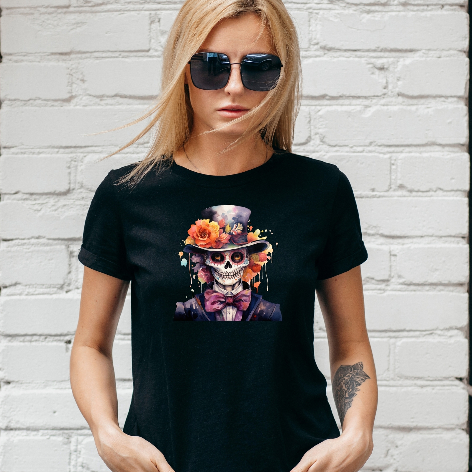 SKULL T-SHIRT, Fall Autumn HALLOWEEN, Day of Dead, Ghost WITCH ,Unisex/Lady Fit