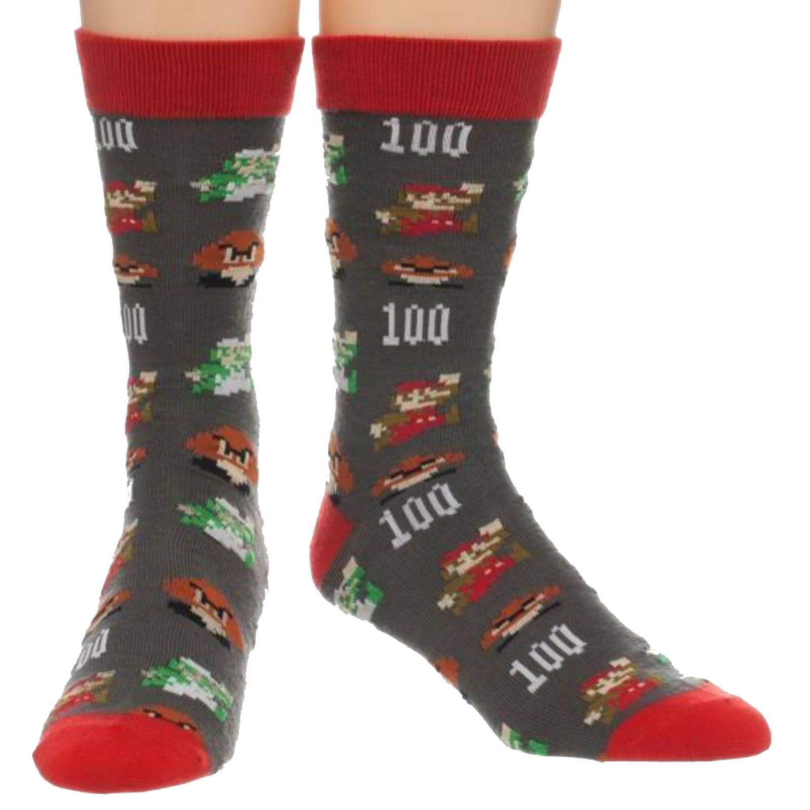 Nintendo Super Mario All Over Print Crew Socks - Size 10-13