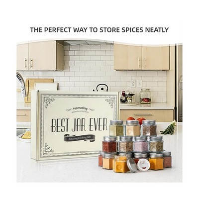 Homazing Set of 20 Large 4oz Magnetic Spice Jars for Refrigerator, Hexagon Glass Magnetic Spice Jars with Shaker Lids and Labels for Kitchen RV Travel Trailer, Magnetic Spice Containers for Fridge Additional Image