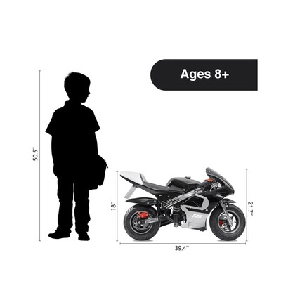 FRP 50CC 2-Stroke Pocket Bike 02, Mini Pocket Bike for Kids, Off-Road Gas Mot...
