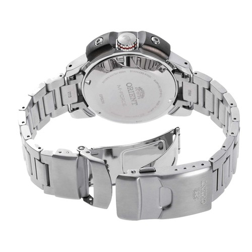 Pre-owned Orient Men's Watch M-force Automatic Dive Blue Dial Bracelet Ra-ac0l07l00b