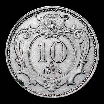 1894 Austro-Hungarian Monarchy 10 Heller Coin, km2802 - Nice Coin  
