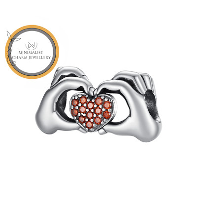 Hands Making Heart Charm For Bracelet, Two Hands With Heart Charm