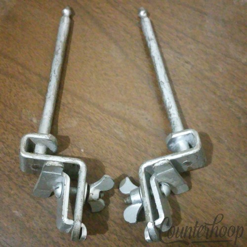 *Ludwig Bass Drum Clamp-On Spurs WFL Walberg Auge Nickel Vintage Legs Spikes 40s