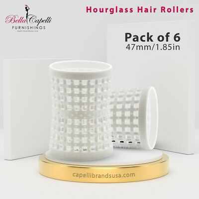 Hourglass All Hair Types Unisex Rollers- White HGR 47mm/1.85in   Pack of 6