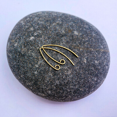 14K Solid Yellow Gold V-Shaped Hammered Ear Wires - Short Gold Earring Hooks