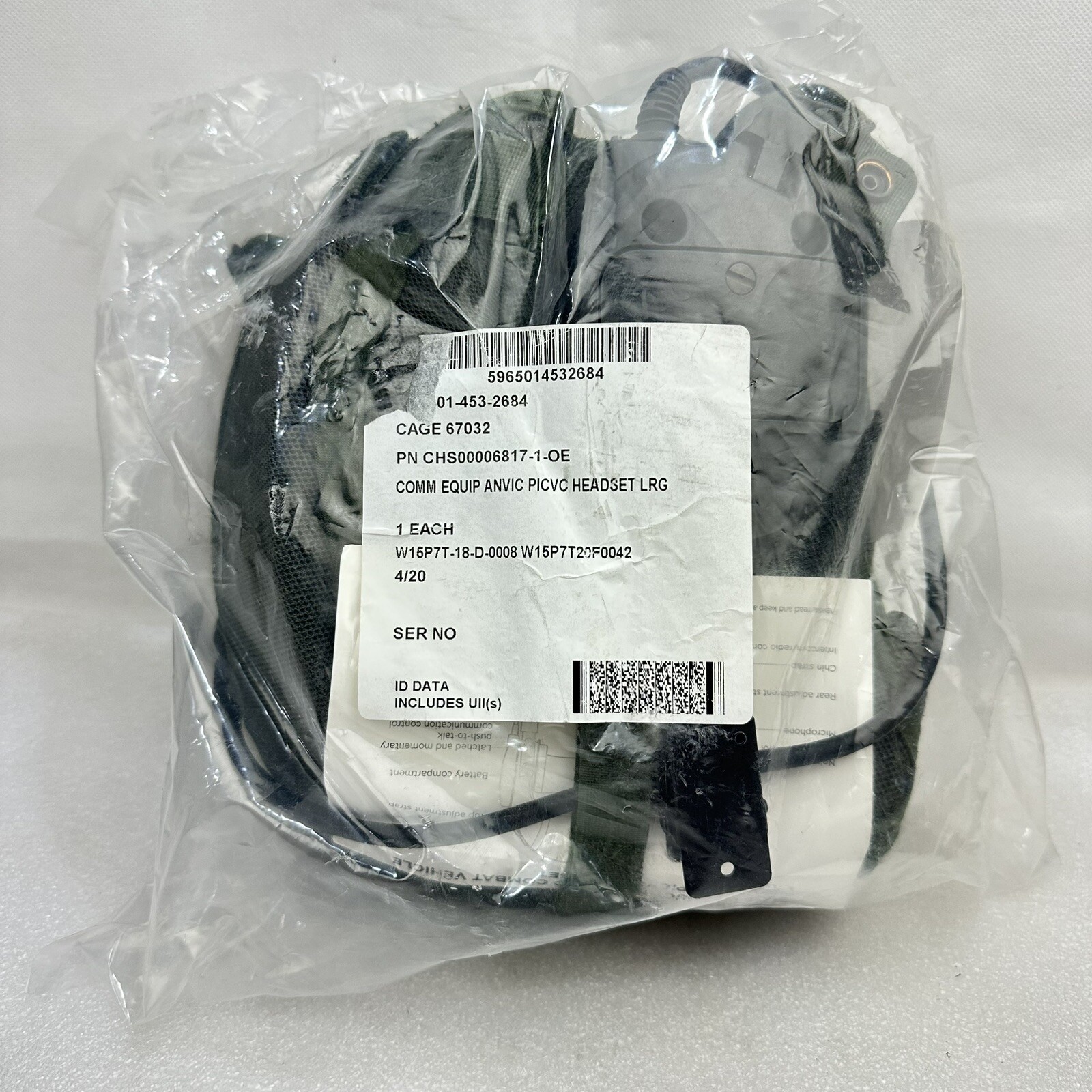 Large CVC Military Combat Vehicle Crewman Tanker Helmet Liner W/ Comms Bose NOS