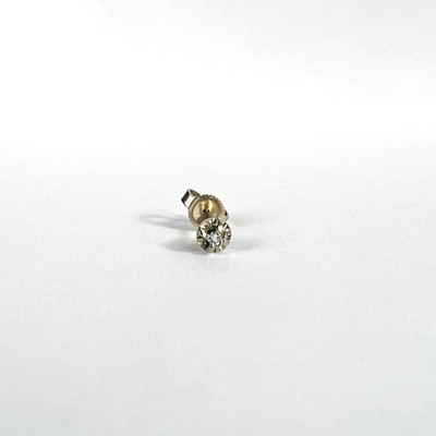 14K Solid White Gold Diamond Illusion Setting Earring, Single Stud Post Earring