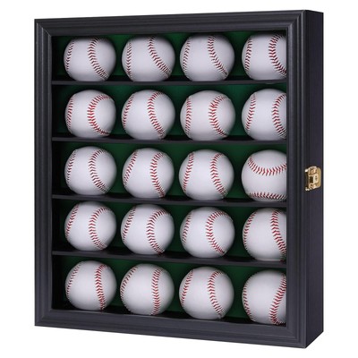 Verani 20 Baseball Display Case Cabinet Rack for Baseball Shadow Box with UV Pro