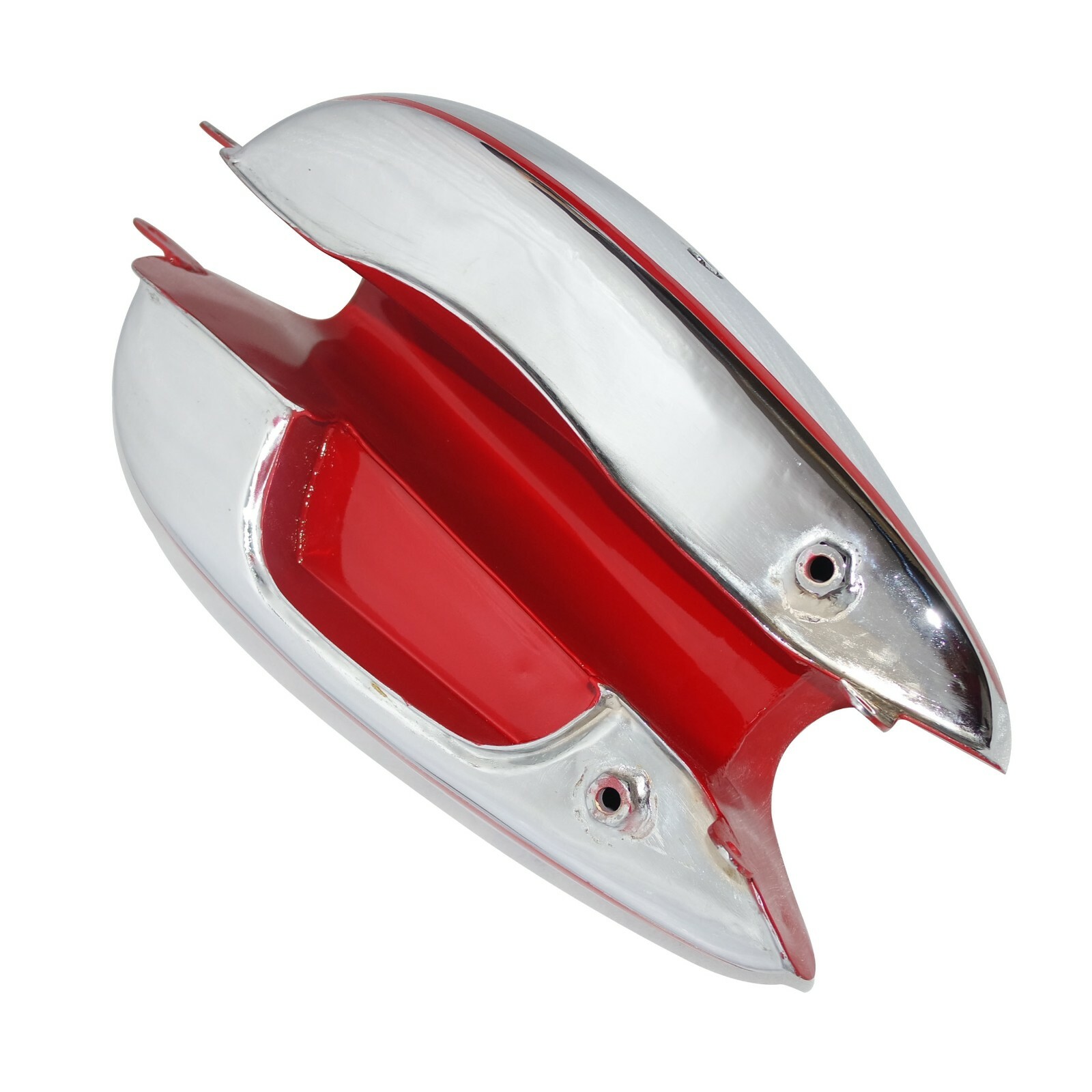 New Horex Regina Petrol Gas Fuel Tank Steel Chrome & Red Small Version  