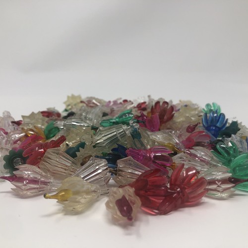 Vtg Christmas Light Reflector Starburst Clear Color Plastic Replacement Bulbs