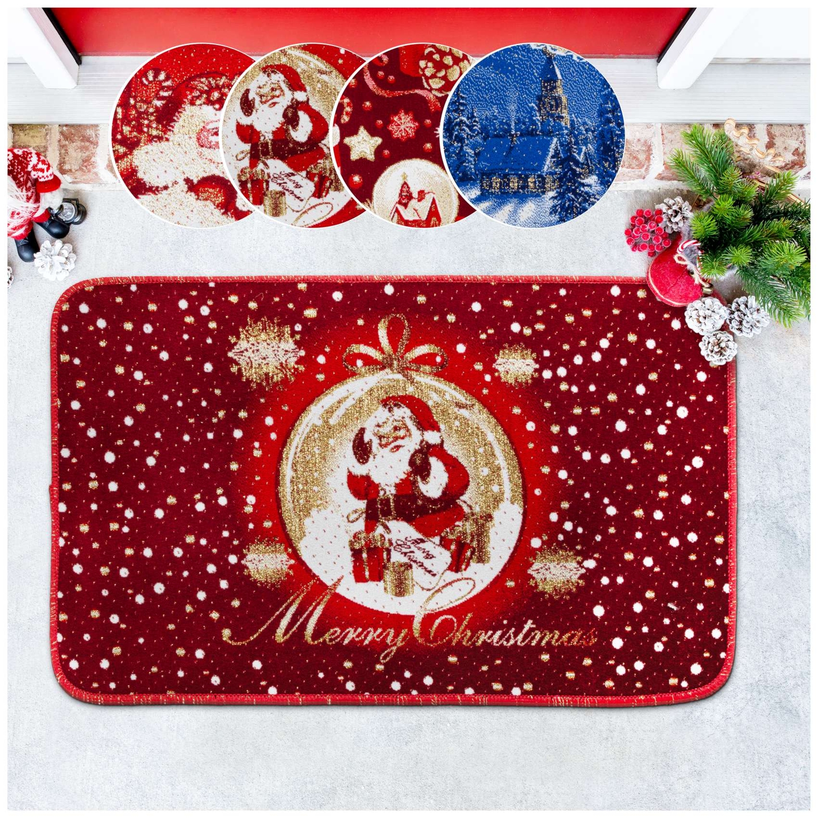 Weihnachtsteppich Weihnachts Türmatte Fußmatte Weihnachten Teppich 50x80cm ANRO