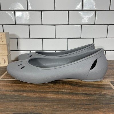 Crocs Kelli Womens Size 10 Shoes Gray Iconic Comfort Slip On Ballet Flat