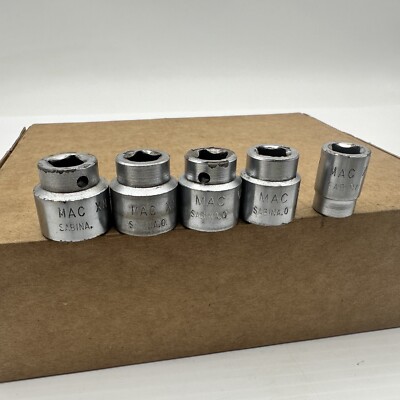 5 Pc Mac Tools USA XM 3/8'' Drive 6 Point Metric Shallow Sockets 19,18,17,16,11mm