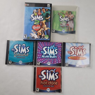 Vintage Sims PC CD-ROM Computer Games Lot Of 6 Games And Expansion Packs