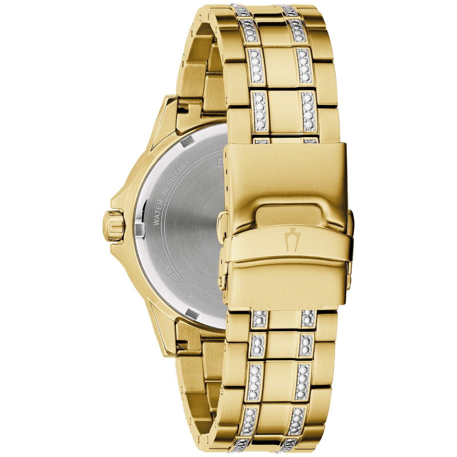 Bulova Men's Crystal Quartz Date Gemmed Gold Stainless Steel